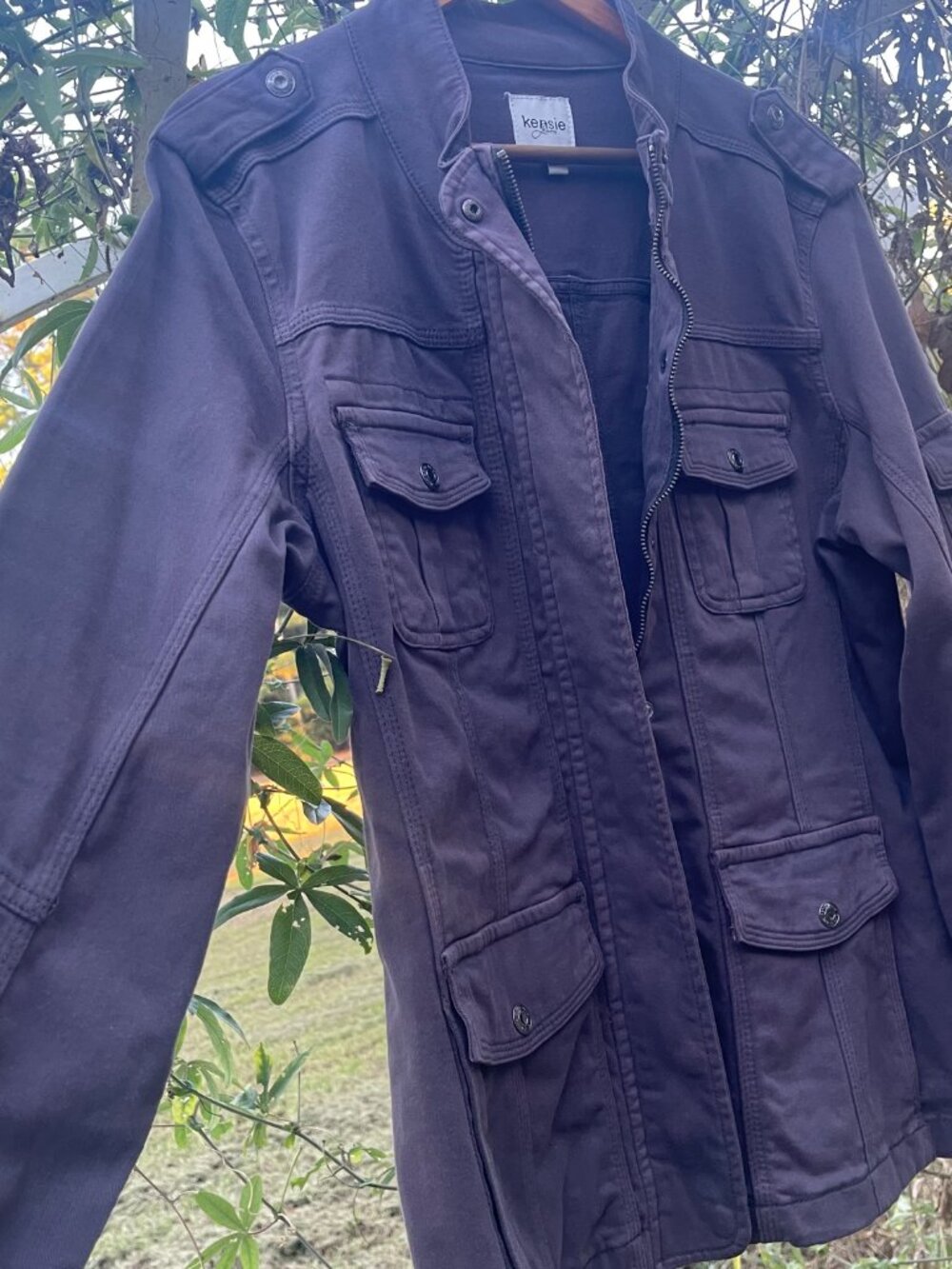 NWOT Kensie Gray Utility Jacket Distressed Grunge Gorpcore XL Cargo Multi-Pocket - Picture 6 of 16